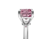 Minimalist Solitaire Engagement Ring Setting for Fancy Pink Cushion Cut Center with Thin Band and Prong Head in White Gold