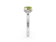 Hidden Halo Engagement Ring Setting for Fancy Yellow Round Cut Center with Plain Rounded Band and Prong Head in Platinum