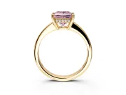 Solitaire Engagement Ring Setting for Fancy Pink Princess Cut Center with Channel-Set Accent Band and Prong Head in Yellow Gold