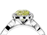 Halo Engagement Ring Setting for Fancy Yellow Cushion Cut Center with Pave and Plain Twist Band and Prong Head in Sterling Silver