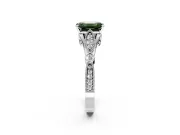 Solitaire Engagement Ring Setting for Fancy Green Emerald Cut Center with Marquise and Bezel Accents and Prong Head in Platinum