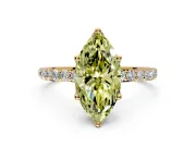 Solitaire Engagement Ring Setting for Fancy Yellow Marquise Center with Fine Pave Accents and Prong Head in Yellow Gold
