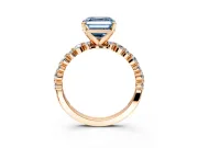 Solitaire Engagement Ring Setting for Fancy Blue Asscher Cut Center with Alternating Size Accents and Prong Head in Rose Gold