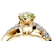 Halo Engagement Ring Setting for Fancy Yellow Marquise Center with Marquise and Pave Bypass Band and Prong Head in Yellow Gold