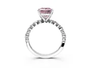 Solitaire Engagement Ring Setting for Fancy Pink Princess Cut Center with Alternating Size Accents and Prong Head in White Gold