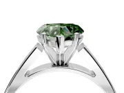 Solitaire Engagement Ring Setting for Fancy Green Heart-Shaped Center with Tapered Split Shoulders and Prong Head in Platinum