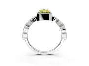 Milgrain Bezel Engagement Ring Setting for Fancy Yellow Radiant Cut Center with Marquise Stations and Bezel Head in Sterling Silver