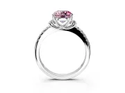 Paired Accent Engagement Ring Setting for Fancy Pink Round Cut Center with Pave Band and Prong Head in Sterling Silver