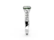 Solitaire Engagement Ring Setting for Fancy Green Princess Cut Center with Cathedral Channel Band and Prong Head in White Gold