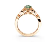 Solitaire Engagement Ring Setting for Fancy Green Pear-Shaped Center with Marquise and Bezel Accents and Prong Head in Rose Gold
