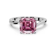 Solitaire Engagement Ring Setting for Fancy Pink Asscher Cut Center with Plain Bypass Twist Band and Prong Head in Sterling Silver
