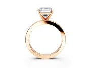 Solitaire Engagement Ring Setting for Asscher Cut Center with Channel Baguette Band and Prong Head in Rose Gold