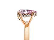 Solitaire Engagement Ring Setting for Fancy Pink Pear-Shaped Center with Fine Wire Band and Prong Head in Rose Gold