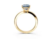Solitaire Engagement Ring Setting for Fancy Blue Princess Cut Center with Plain Band and Tulip Prong Head in Yellow Gold