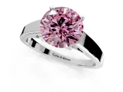 Solitaire Engagement Ring Setting for Fancy Pink Round Cut Center with Tapered Split Shoulders and Prong Head in Sterling Silver