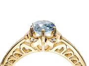 Floral Engagement Ring Setting for Fancy Blue Marquise Center with Four Accent Clusters and Prong Head in Yellow Gold