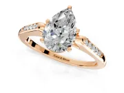 Solitaire Engagement Ring Setting for Pear-Shaped Center with Channel Accents and Prong Head in Rose Gold