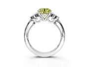 Cluster Engagement Ring Setting for Fancy Yellow Round Cut Center with Bezel Accent Clusters and Prong Head in Platinum