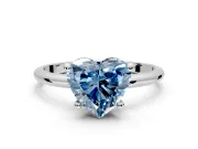 Minimalist Solitaire Engagement Ring Setting for Fancy Blue Heart-Shaped Center with Thin Band and Prong Head in Sterling Silver