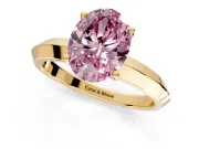 Solitaire Engagement Ring Setting for Fancy Pink Oval Center with Wide Knife Ridge Band and Prong Head in Yellow Gold