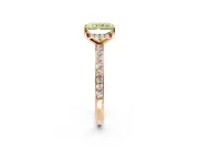 Solitaire Engagement Ring Setting for Fancy Yellow Radiant Cut Center with Fine Pave Band and Prong Head in Rose Gold