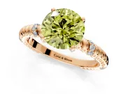 Rope Engagement Ring Setting for Fancy Yellow Round Cut Center with Accent Shoulders and Prong Head in Rose Gold