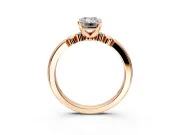 Solitaire Engagement Ring Setting for Emerald Cut Center with Beaded Shoulders and Prong Head in Rose Gold