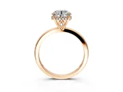 Solitaire Engagement Ring Setting for Round Cut Center with Fine Wire Band and Prong Head in Rose Gold