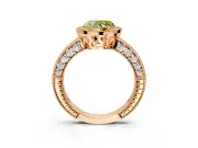 Milgrain Halo Engagement Ring Setting for Fancy Yellow Heart-Shaped Center with Wide Pave Band and Prong Head in Rose Gold