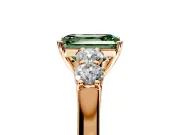 5 Stone Engagement Ring Setting for Fancy Green Emerald Cut Center with Equal Close-Set Accents and Prong Head in Rose Gold