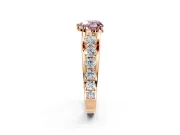 Solitaire Engagement Ring Setting for Fancy Pink Heart-Shaped Center with Graduated Shared Prongs and Prong Head in Rose Gold