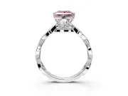 Solitaire Engagement Ring Setting for Fancy Pink Princess Cut Center with Accented Twist Band and Leaf Prong Head in Platinum