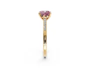 Solitaire Engagement Ring Setting for Fancy Pink Cushion Cut Center with Channel Accents and Prong Head in Yellow Gold