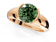 Tension Engagement Ring Setting for Fancy Green Round Cut Center with Wide Flat Band and Tension Head in Rose Gold
