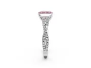 Solitaire Engagement Ring Setting for Fancy Pink Radiant Cut Center with Twisted Pave Split Shank and Prong Head in Sterling Silver