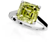 Solitaire Engagement Ring Setting for Fancy Yellow Asscher Cut Center with Tapered Shoulders and Prong Head in Sterling Silver