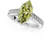 Solitaire Engagement Ring Setting for Fancy Yellow Marquise Center with Engraved Pave Band and Prong Head in Platinum