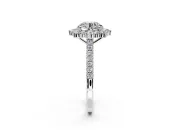 Halo Engagement Ring Setting for Round Cut Center with Single-Row Pave, Open Basket and Prong Head in Platinum