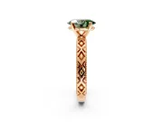 Solitaire Engagement Ring Setting for Fancy Green Oval Center with Milgrain X Pattern Band and Prong Head in Rose Gold