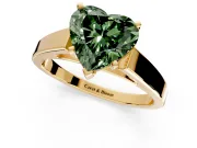 Solitaire Engagement Ring Setting for Fancy Green Heart-Shaped Center with Tapered Split Shoulders and Prong Head in Yellow Gold