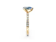 Solitaire Engagement Ring Setting for Fancy Blue Pear-Shaped Center with Fine Pave Accents and Prong Head in Yellow Gold