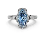 Floral Engagement Ring Setting for Fancy Blue Marquise Center with Four Accent Clusters and Prong Head in Platinum