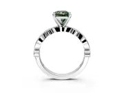 Solitaire Engagement Ring Setting for Fancy Green Radiant Cut Center with Milgrain Bezel Accents and Prong Head in White Gold