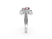 Solitaire Engagement Ring Setting for Fancy Pink Heart-Shaped Center with Twisted Band and Scroll Prong Head in Platinum