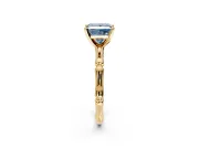 Solitaire Engagement Ring Setting for Fancy Blue Princess Cut Center with Bamboo Band and Prong Head in Yellow Gold