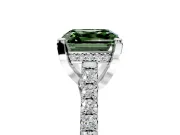 Solitaire Engagement Ring Setting for Fancy Green Asscher Cut Center with Widening Pave Band and Claw Prong Head in Sterling Silver