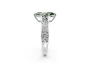 Solitaire Engagement Ring Setting for Fancy Green Marquise Center with Multi-Row Pave Accents and Basket Head in Sterling Silver