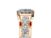 Solitaire Engagement Ring Setting for Emerald Cut Center with Graduated Shared Prongs and Prong Head in Rose Gold