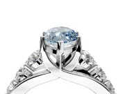 Solitaire Engagement Ring Setting for Fancy Blue Marquise Center with Graduated Shared Prongs and Prong Head in Platinum