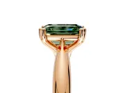 Solitaire Engagement Ring Setting for Fancy Green Emerald Cut Center with Reverse Tapered Band and Prong Head in Rose Gold